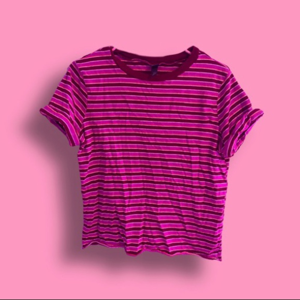 Pink and Maroon Striped T Shirt from Target